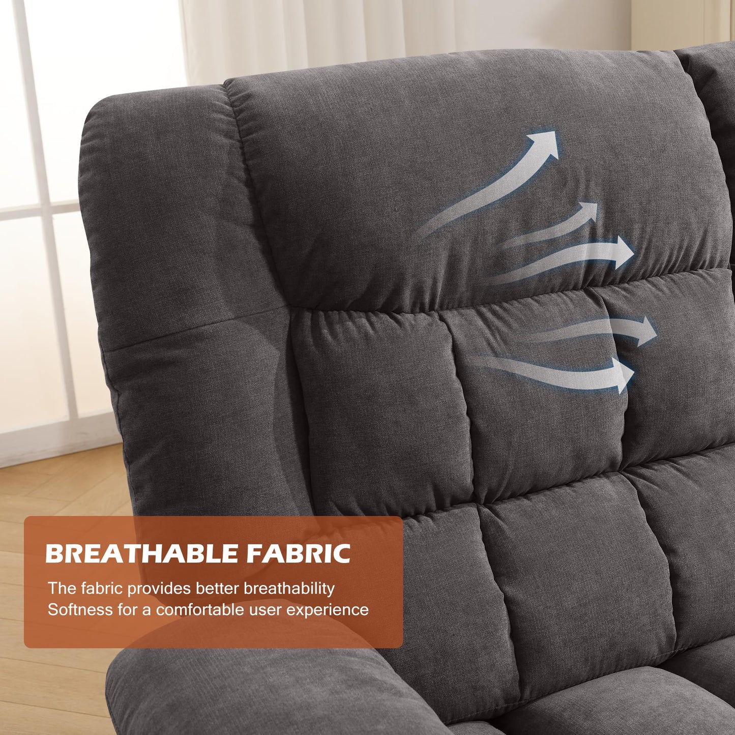 BOSMILLER Reclining Loveseat with Cup Holders for Living Room 2 Seat Manual Loveseat Recliner with Side Pocket