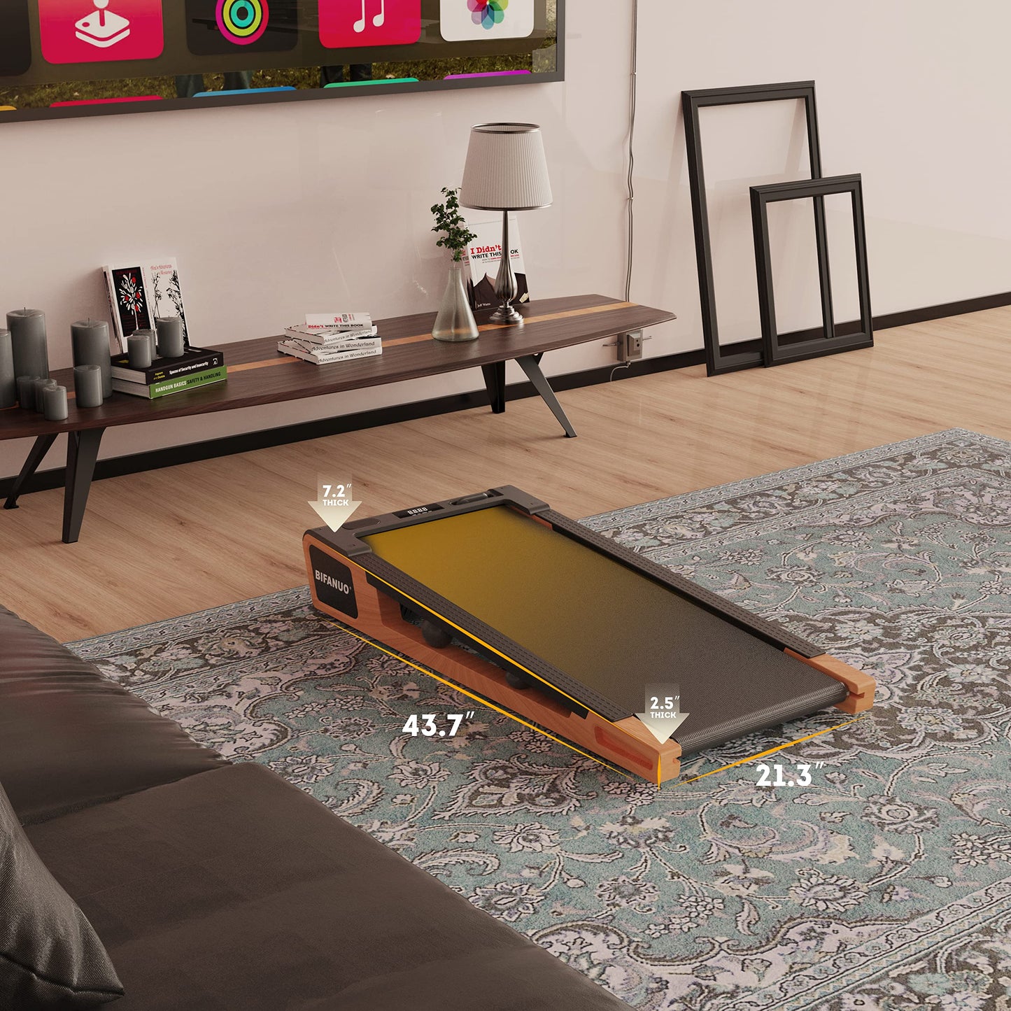 Bifanuo Walking Pad Under Desk Treadmill Small Compact Walking Treadmill with Incline 5° Fit Standing Desk, Flat Treadmill