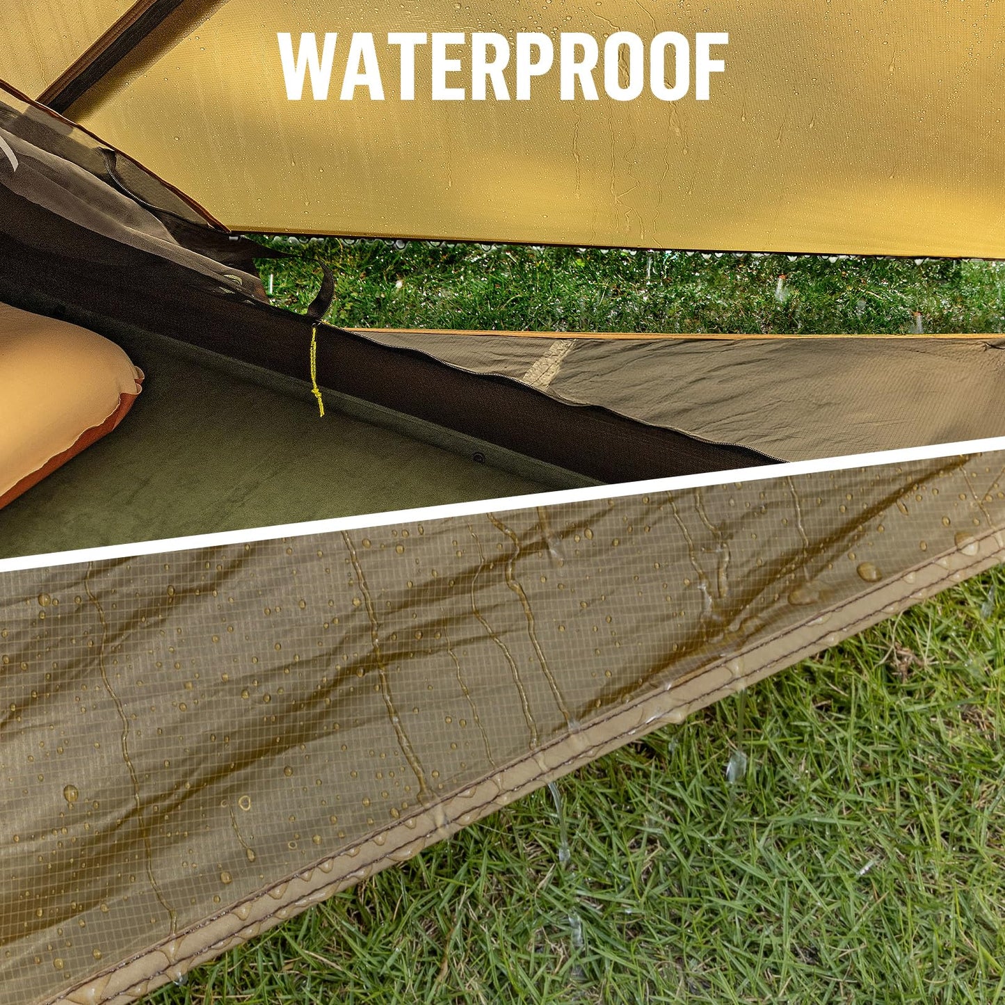 Night Cat Ultralight Backpacking Tent: Waterproof Lightweight Single People Camping Tent for Outdoor Hiking Trekking with Double Layers Aluminum Poles and Footprint 1 Person Khaki