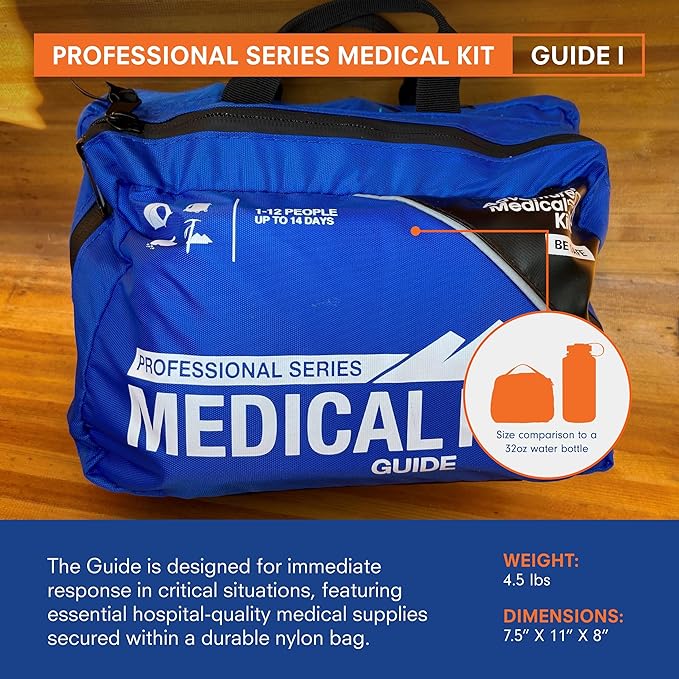 Adventure Medical Kits Pro Series Emergency Medical Kit - Guide I - First Aid Backcountry Medical Kit with C-Splint, CPR Mask, Stethoscope & More - Waterproof Medical Kit