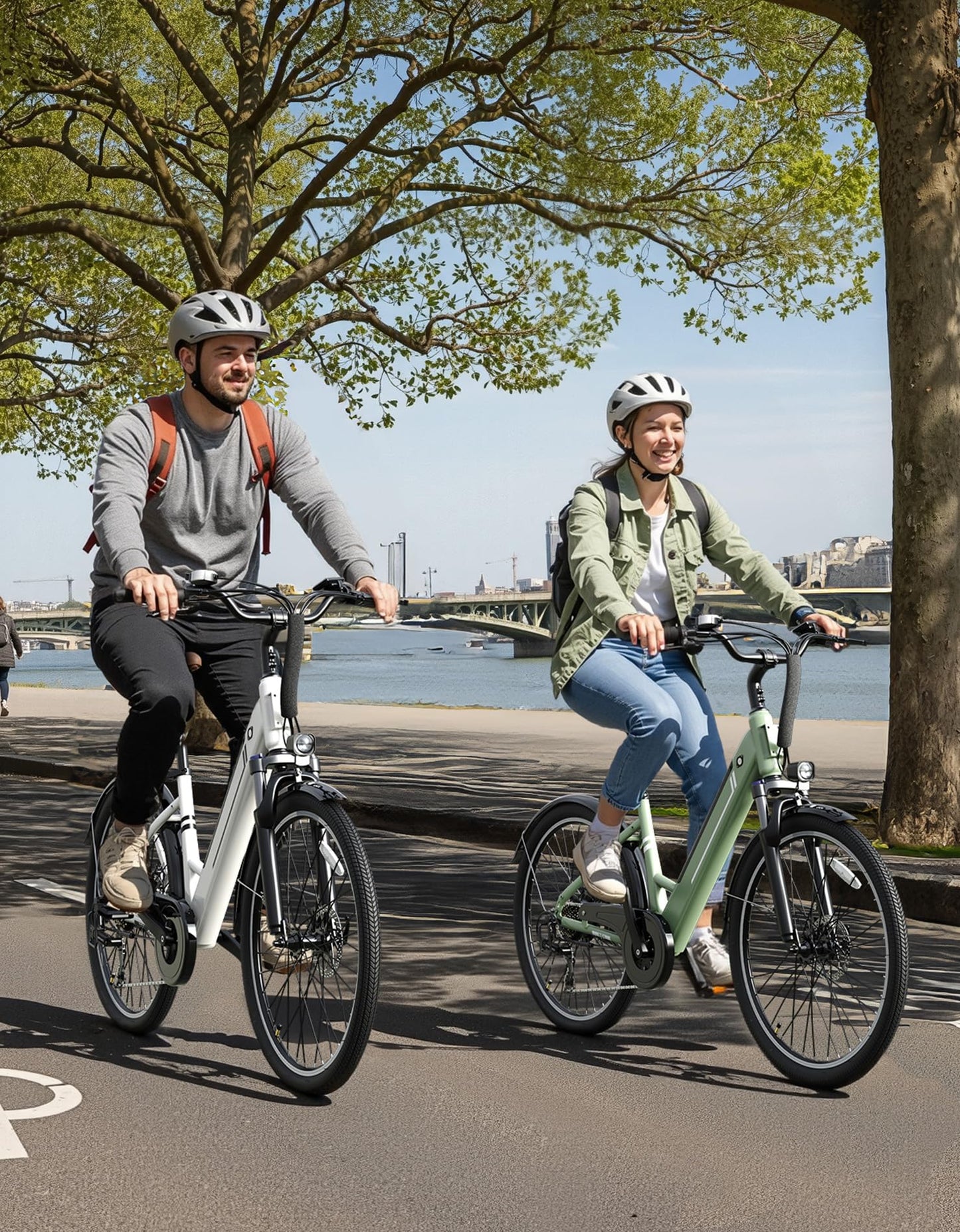 YOLOWAY Electric Bike for Adults, 26" Up to 1000W Peak Motor E-Bike, 25 Mph 40+ Mile Range Brushless City E-Bike, with 360Wh Removable Battery, 7 Speeds & Front Suspension for Commuting, Outdoor