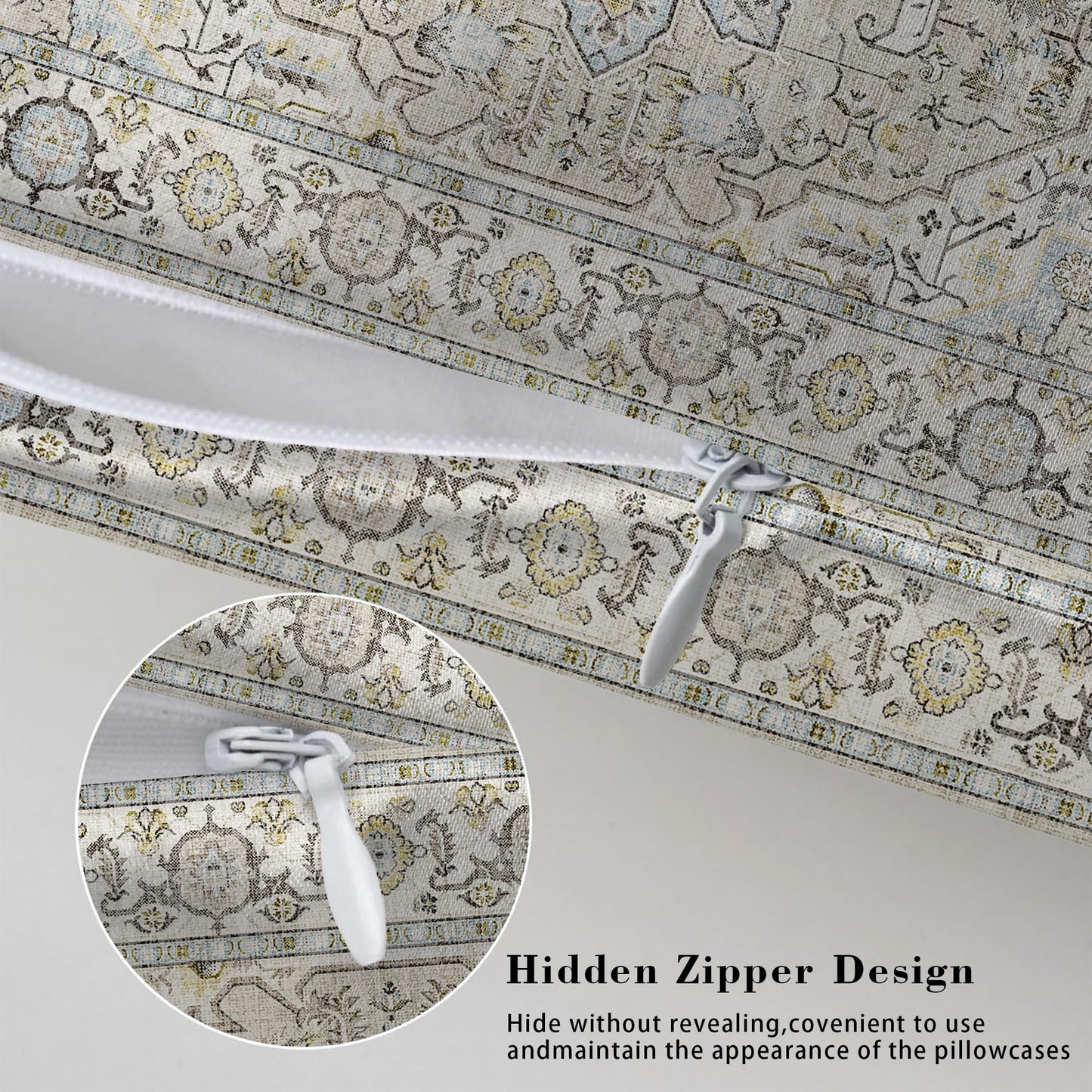 1 Pack Satin Pillowcase for Hair and Skin Modern Beige Carpet Imitation Silk Pillowcase with Hidden Zipper Soft Breathable Smooth Cooling Pillow Cover Standard Size for Bedroom Sofa 20”x26”