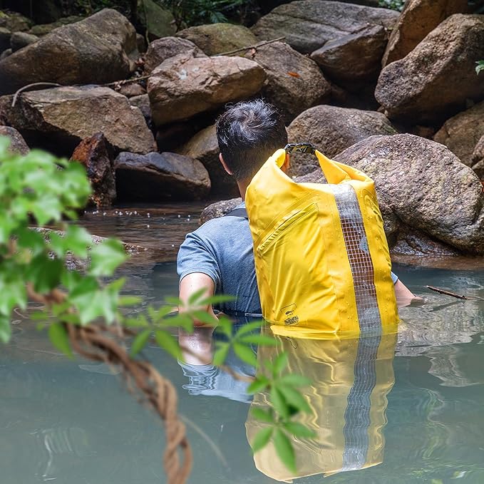 Waterproof Floating Dry Bag for Men Women - 25L Waterproof Backpack with Side Pockets - Roll Top Sack Keeps Gear Dry for Kayaking, Rafting, Boating, Swimming, Camping, Beach, Fishing