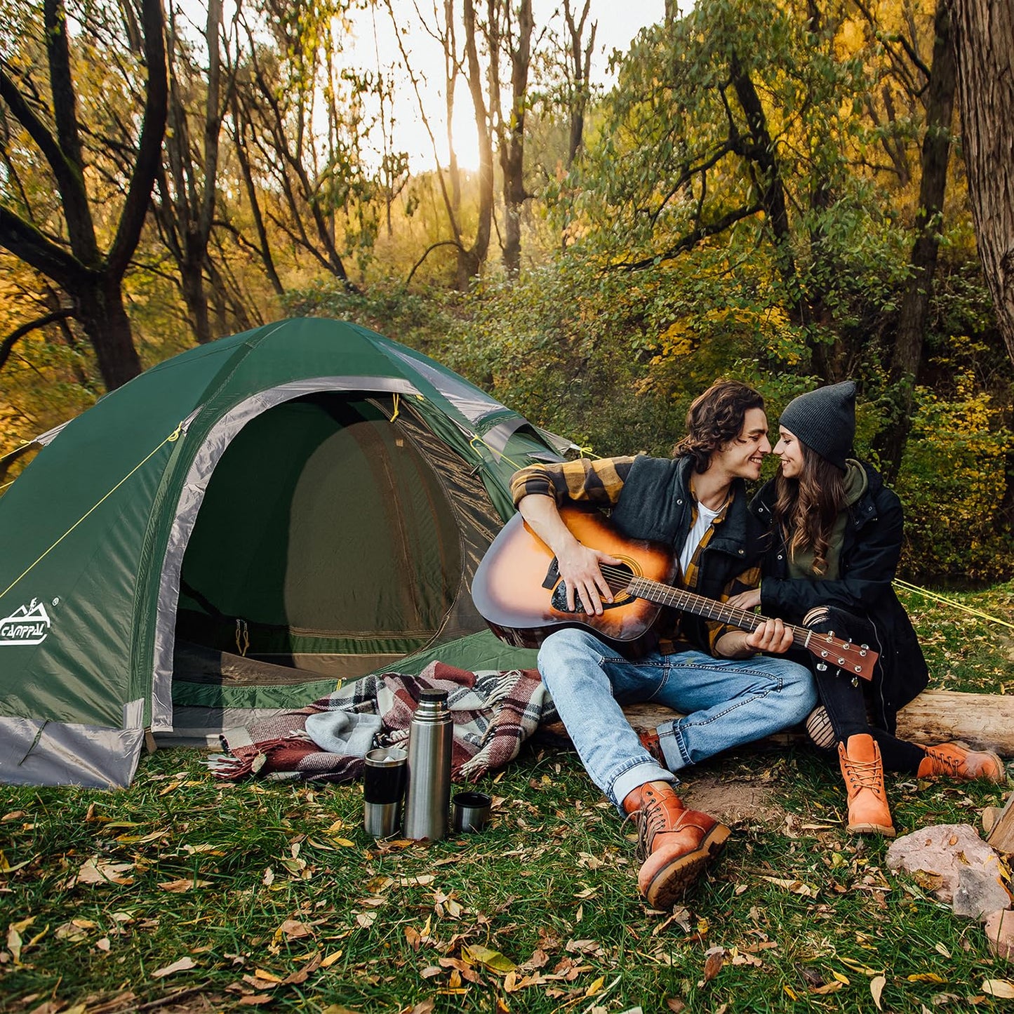 Camppal 2 Person Backpacking Tent, Waterproof 4 Season Tent, Windproof Rainproof Cold Weather Winter Tent for Camping, Hiking, Hunting, Motorbiking, Cycling - Green
