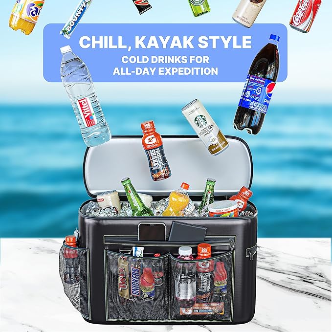 Skywin Kayak Cooler Behind Seat, Waterproof Cooler for Kayaking, Compatible with Lawn Chair Style Seats, Stores Drinks and Keeps Them Cool All Day