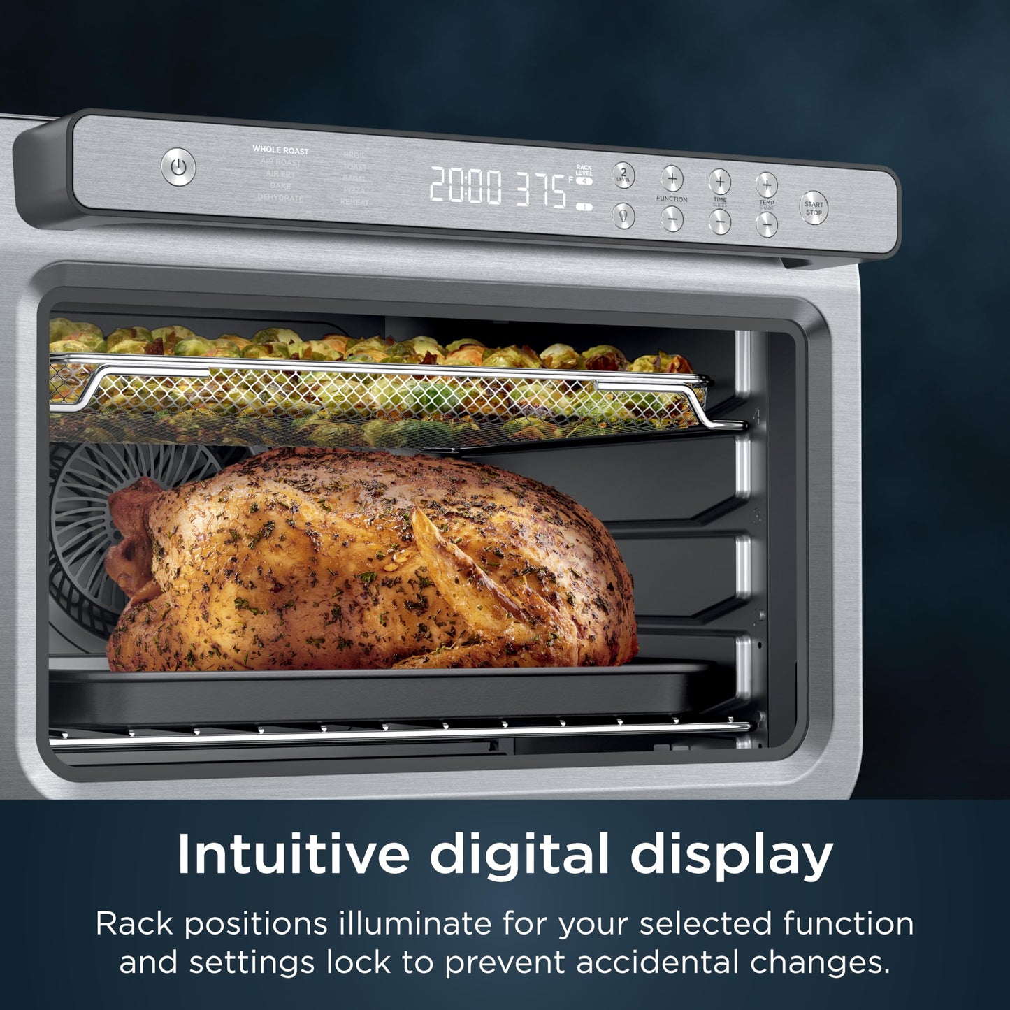 Ninja Air Fryer & Toaster Oven | Prestige Smart XL Countertop Oven | Bakes up to 20 Cookies, Fits up to a 12lb Turkey | Pizza, Toast, Bake, Air Fry & Reheat | 1800 Watts | Stainless Steel | DT501