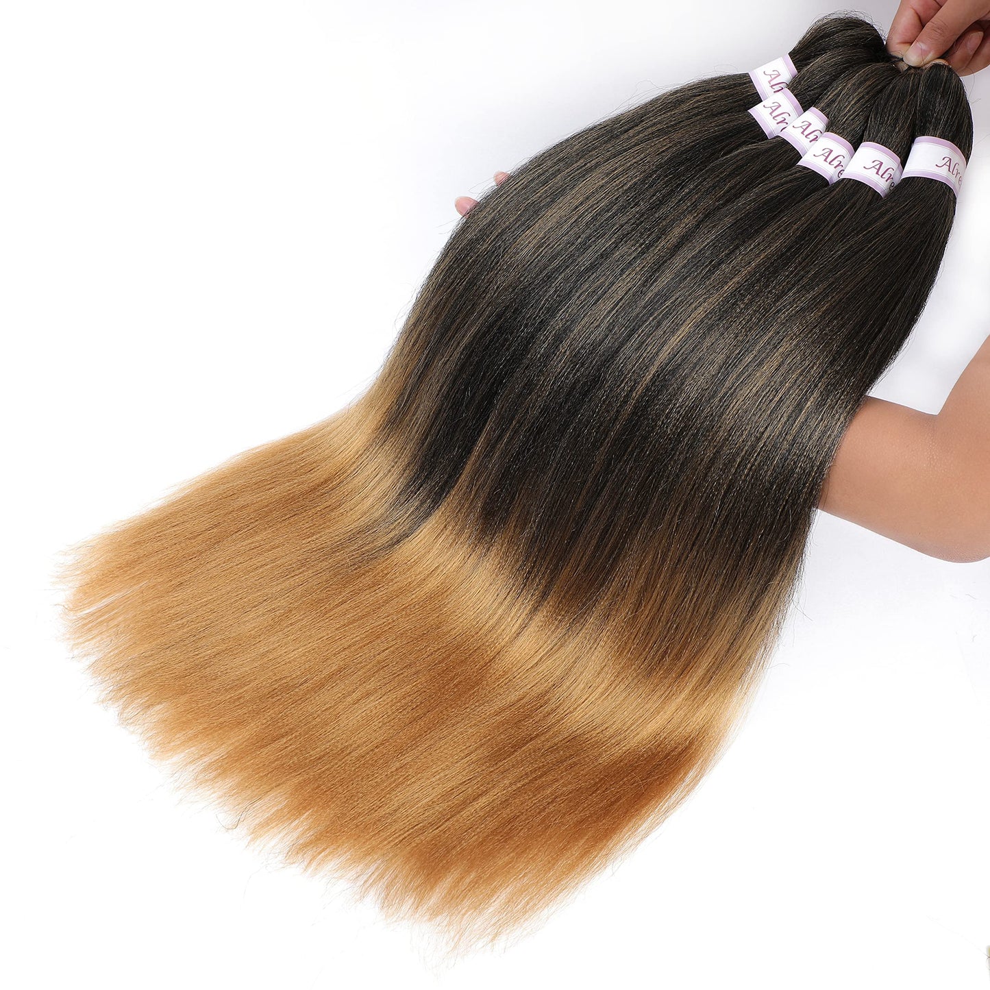 Alrence Pre Stretched Braiding Hair Long Braid 16 Inch 8 Packs Professional Braiding Hair Extensions Synthetic Crochet Twist Braids (16 Inch,T1B/27)