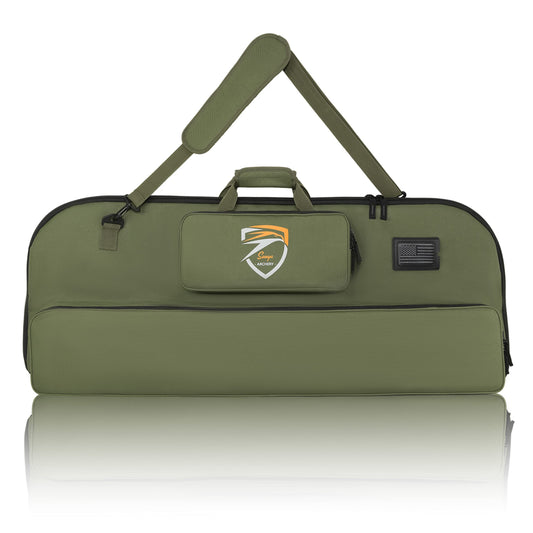 SUNYA Compound Bow Case with Molle System - Neoprene Bow String Protection & Padded Shoulder Sling - Soft Carrying Case for Archery Accessories, Equipment (Green)