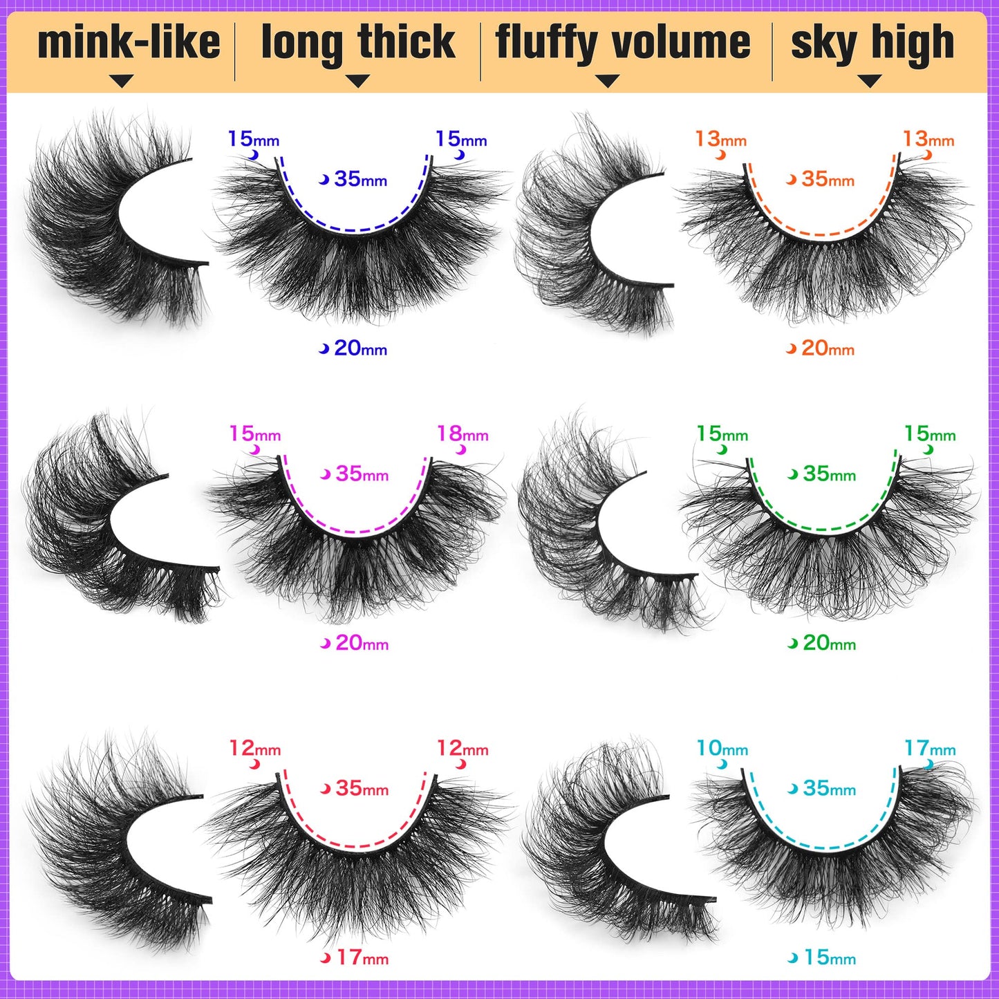 ALPHONSE Mink Lashes Fluffy Wispy 20 MM Eyelashes 8D High Volume Dramatic False Lashes Pack Long Thick Fake Eyelash 30 Pairs Multipack
