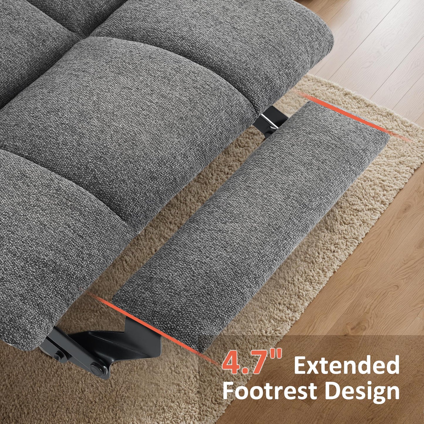 MCombo Power Lift Recliner Chair with Extended Footrest for Elderly People, Fabric 7287 (Dark Gray, Medium)