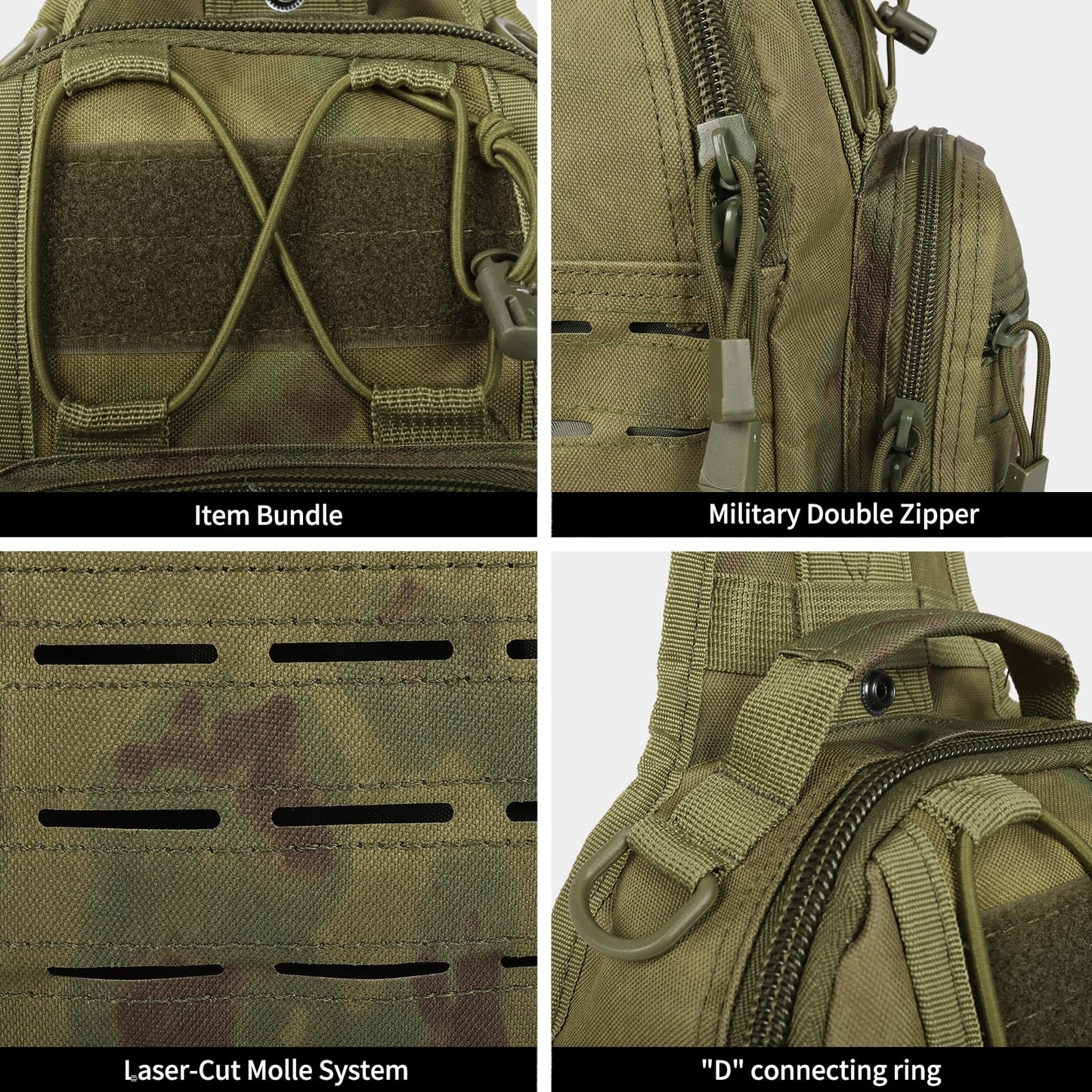 BOMTURN Tactical Backpack-1000D Waterproof Military Backpack/Laser-Cut/CCW Bags Sling Bag Tactical Satchel Shoulder Bag Men