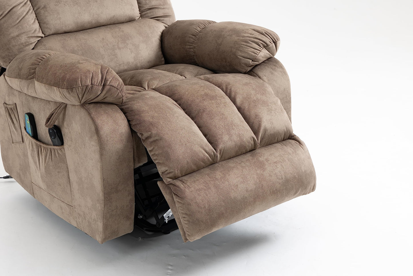 FANYE Electric Power Lift Recliner Chair for Elderly with Massage and Heat, Microfiber Upholstery 3 Positions Adjustable Standard Size Armchair W/ 2 Remote Controllers & Side Pockets
