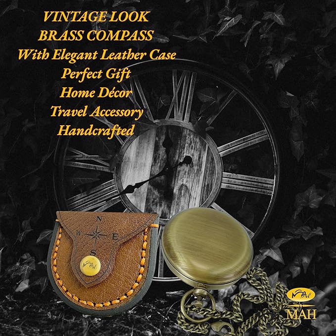 Backpacking Navigation Handmade Brass Personalize Compass for Best Man Get Well Hiking Camping Hunting Trekking Sailing Adventure Travelling Graduation Day Birthday Gifts for Son Back to School