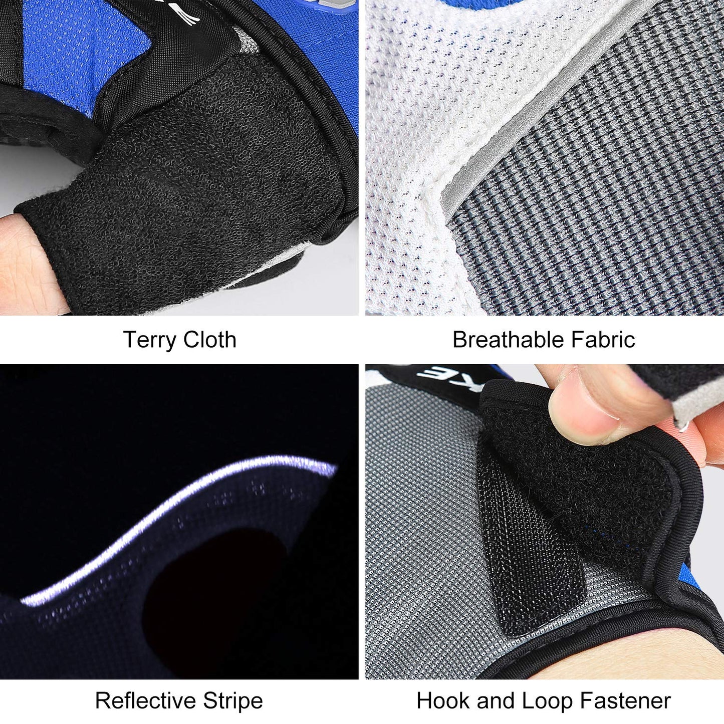 INBIKE 5mm Gel Pad Half Finger Bike Bicycle Cycling Gloves Blue XX-Large