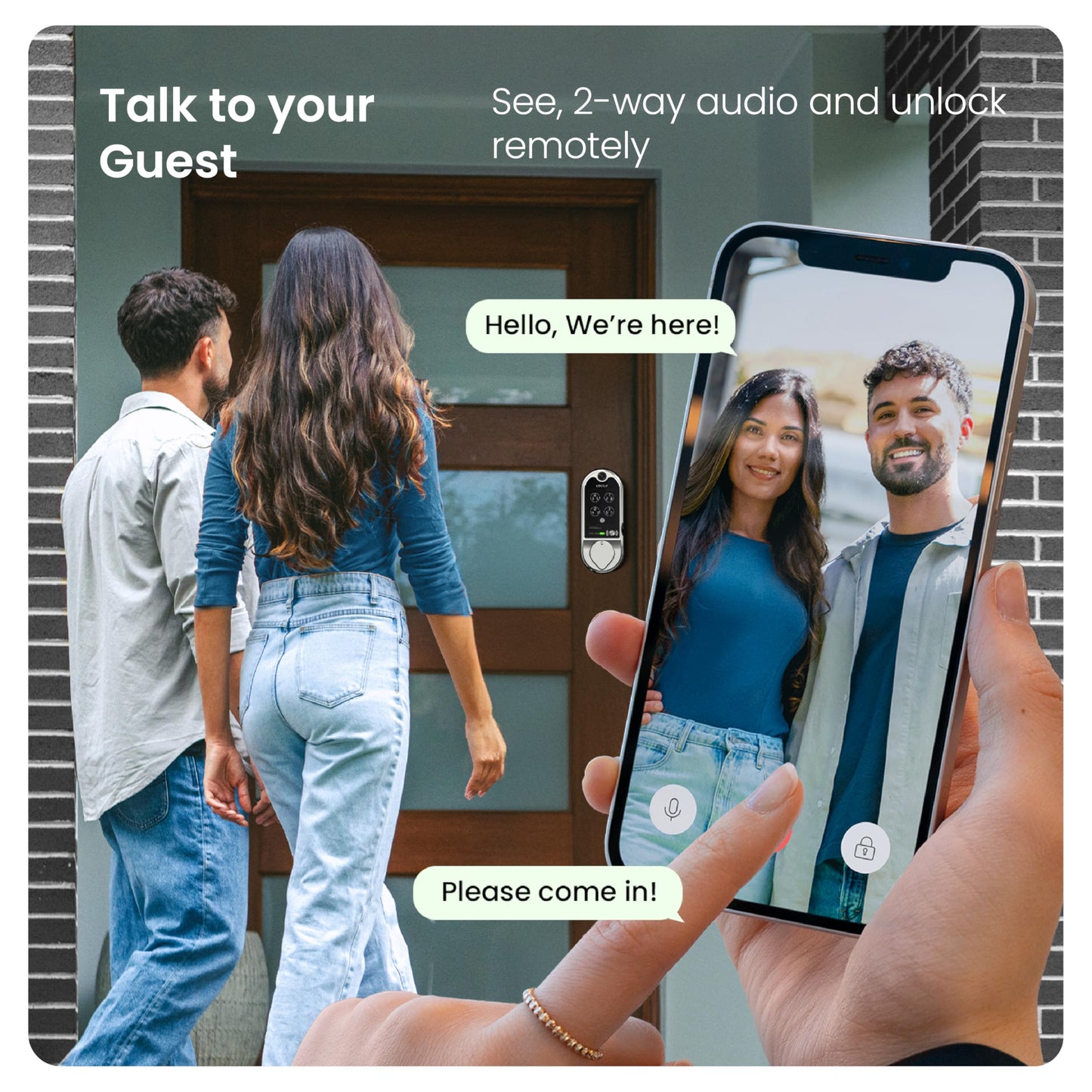 (Refurbished) Lockly Vision Smart Lock with Camera, Video Doorbell Keyless Entry Door Lock Wi-Fi, PIN Genie Keypad, Fingerprint, Auto Lock, Remote Control, Easy Installation, No Monthly Fee