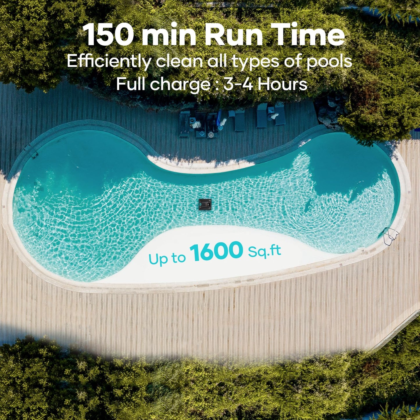 AIPER Scuba S1 Cordless Robotic Cleaner, Smart Navigation for Inground Pools up to 1,600 Sq.ft, Wall and Waterline Cleaning Vacuum