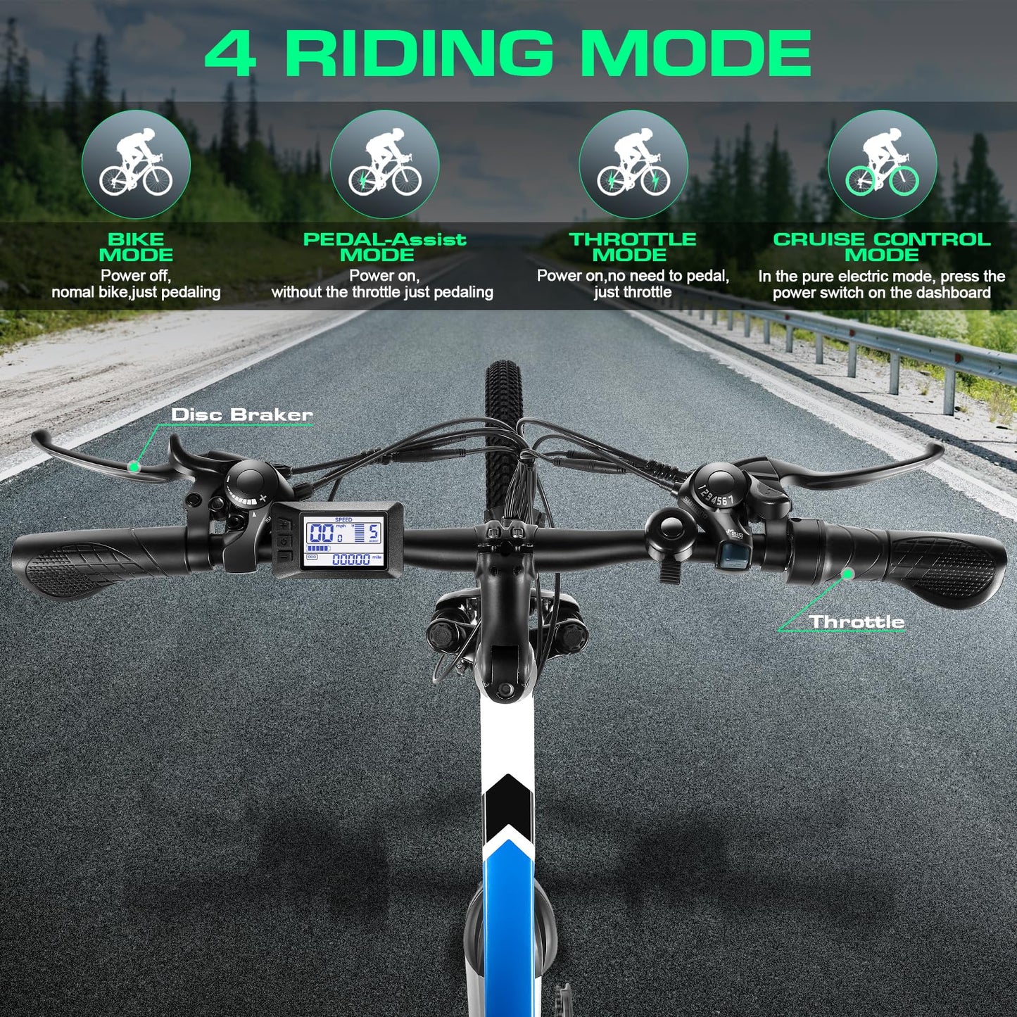 Vivi Electric Bike for Adults, Peak 780W Ebike 26" Electric Mountain Bike, 22MPH Adult Electric Bicycles Commuter Ebike with 48V Battery, Up to 50 Miles, Cruise Control, 21 Speed, UL 2849 Certified