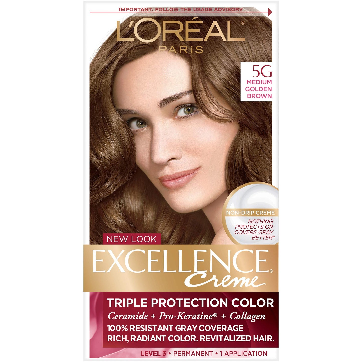 L'Oreal Paris Excellence Creme Haircolor, Medium Golden Brown [5G] 1 ea (Pack of 6)