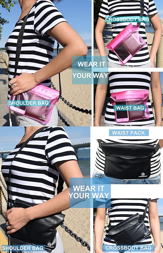 Waterproof Pouches with Waist Strap / Pouch Case Bundle Set- Keep Your Phone & Valuables Dry and Safe - Waterproof Dry Bags for Boating Swimming Snorkeling Kayaking Beach Water Parks Pool