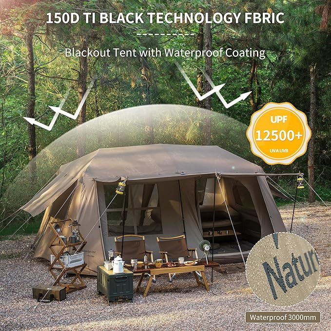 Naturehike Village Camping Tent,4/6/8 Person Tents for Camping, 60S Easy Setup Instant Tent for Family Camping, Car Camping