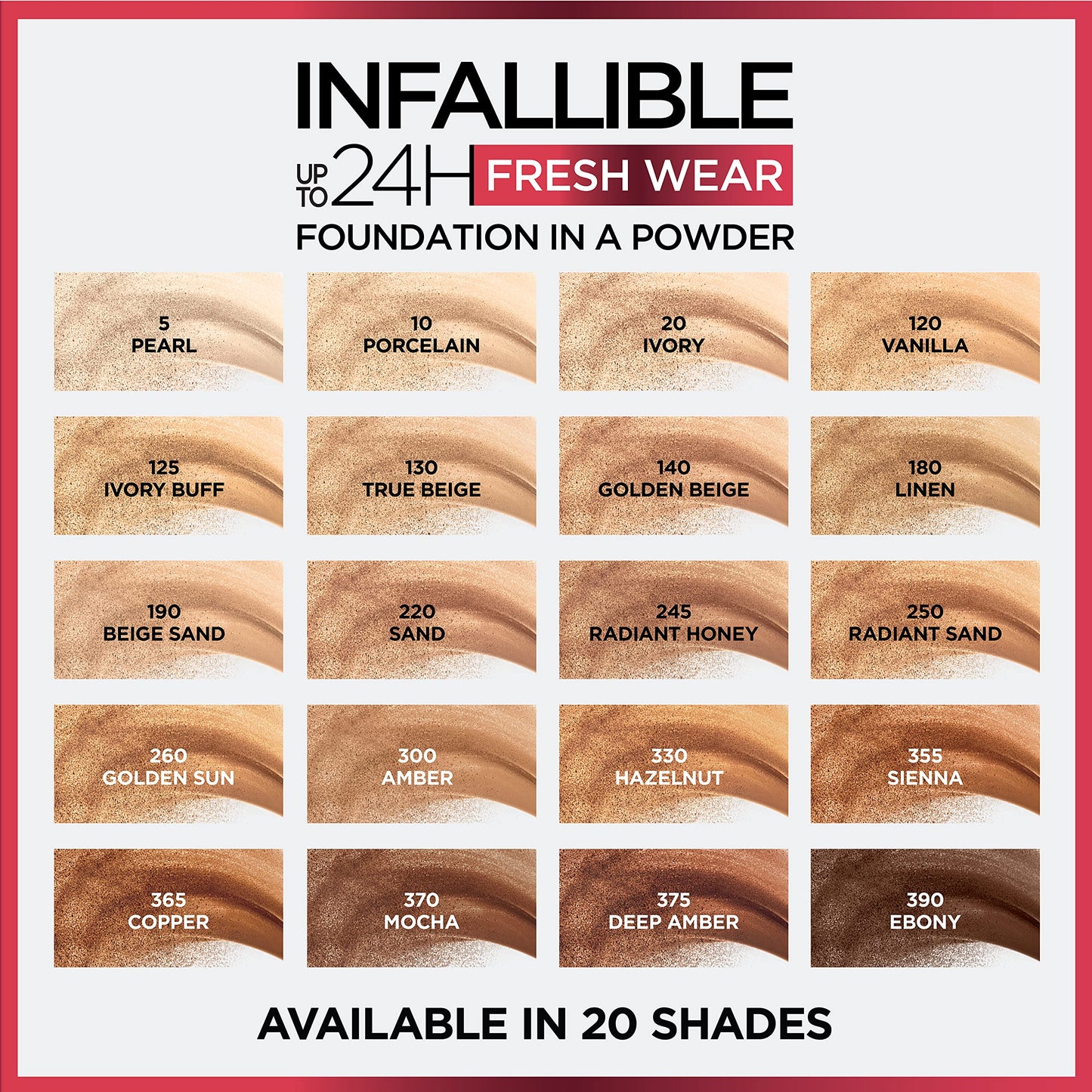 L'Oreal Paris Makeup Infallible Fresh Wear Foundation in a Powder, Up to 24H Wear, Waterproof, Vanilla, 0.31 oz.