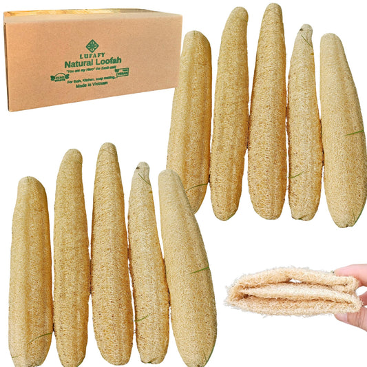 10 Pcs (7 – 10 Inches) Natural Loofah Sponge | Organic Loofah | Shower Loofah Exfoliating Body Scrubber | Bath for Loofah for Men and Women | (10 - Pack)