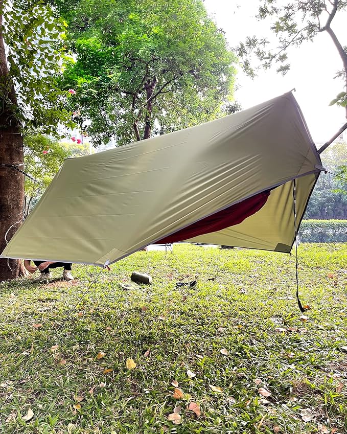 Hammock Tent Rain Fly-Camping Hammock Outdoor Tarp-Small Door Design-Keep Side Wind Rain-Best for Backpacking Hiking Camping Survival