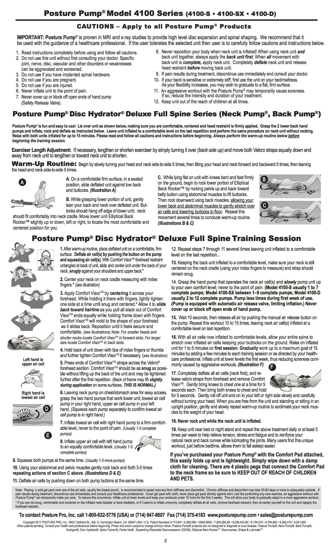 Posture Pump® Dual Deluxe Neck & Back Exercising Cervical Spine Hydrator Pump | Relieves Neck, Upper Back, & Low Back Pain Stiffness | Tech Neck Relief Posture Control (Dual Full Spine Model 4100-D)