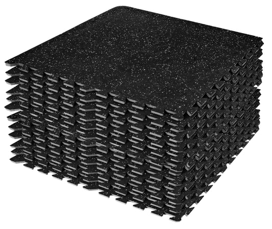 Sivan Fitness 1/2" Thick Rubber Top High Density EVA Foam Gym Flooring for Home Gym - 48 Sq Ft Exercise Mat Tiles for Workout, Yoga, Heavy Exercise Equipment Mat - 12 Interlocking Gym Floor Mat