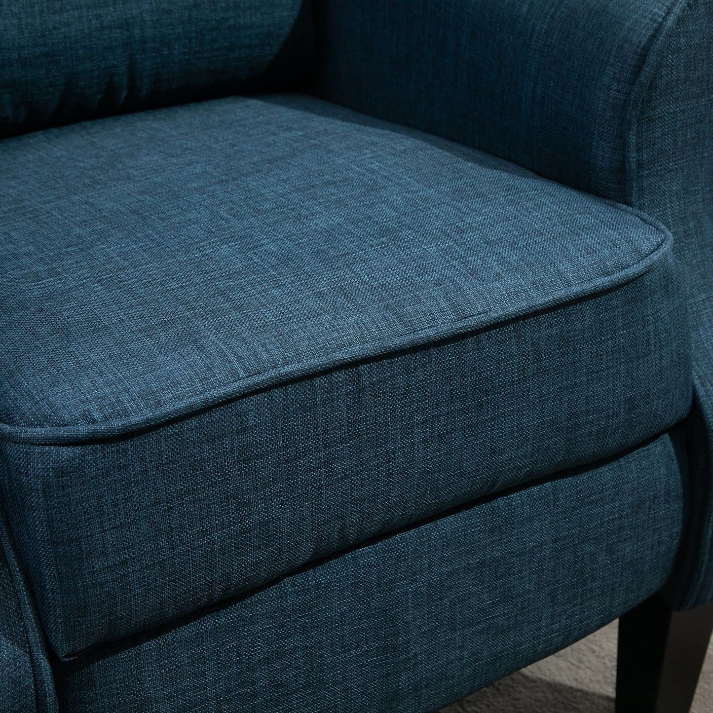 HOMCOM Vibration Massage Recliner Chair for Living Room with Heat, Wingback Single Sofa, Modern Linen Fabric Push Back Reclining Chair with Footrest, Side Pocket, Beige, Blue