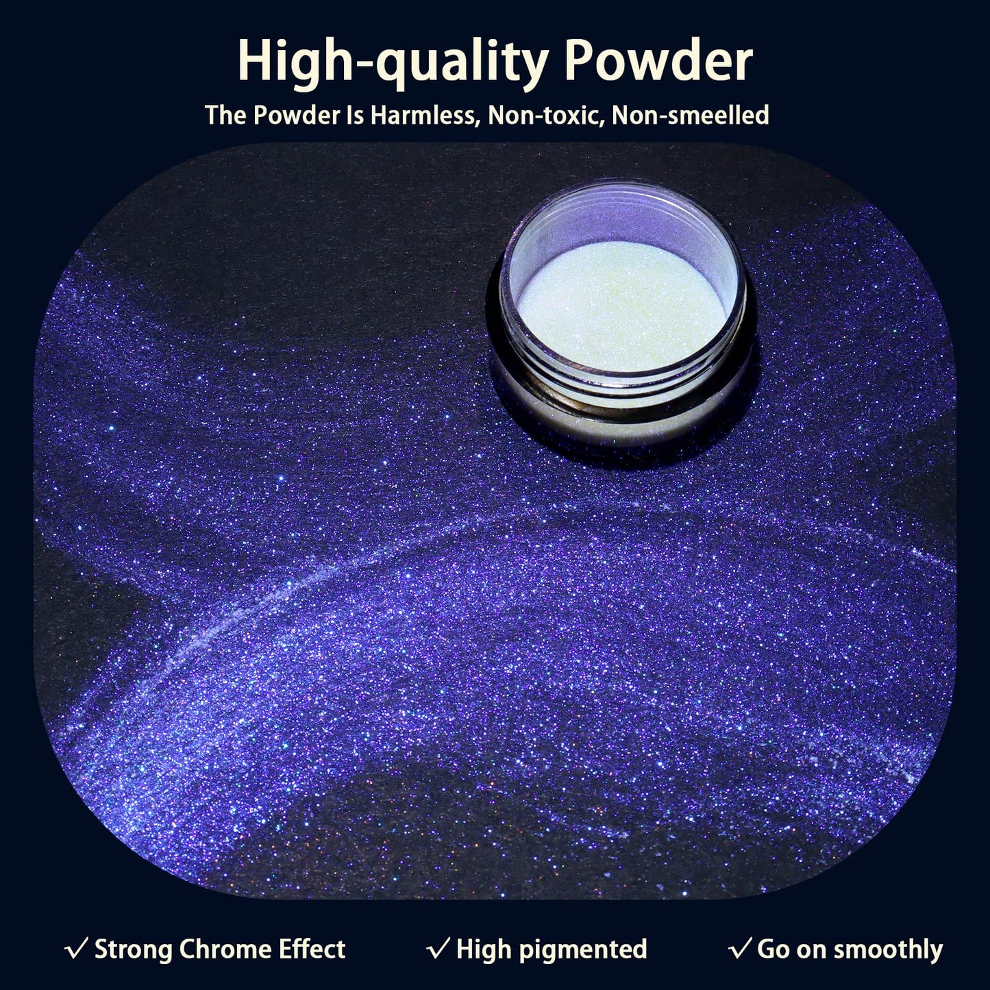 Allstarry Unicorn Chrome Nail Powder, Aurora Mermaid Iridescent White Pearl Nail Chrome Powder Pigment Glitter Fairy Dust for Nail Art, Manicure, Gel Nail Polish - Blue Moon
