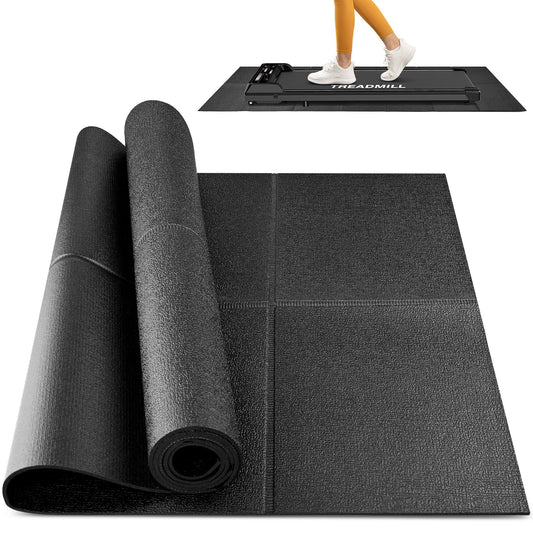 Rellfit Foldable Rubber Treadmill Mat - Exercise Bike Mat with Waterproof Non-Slip Shock Absorption, Exercise Equipment Mat to Protect Floor for Home Gym Workout