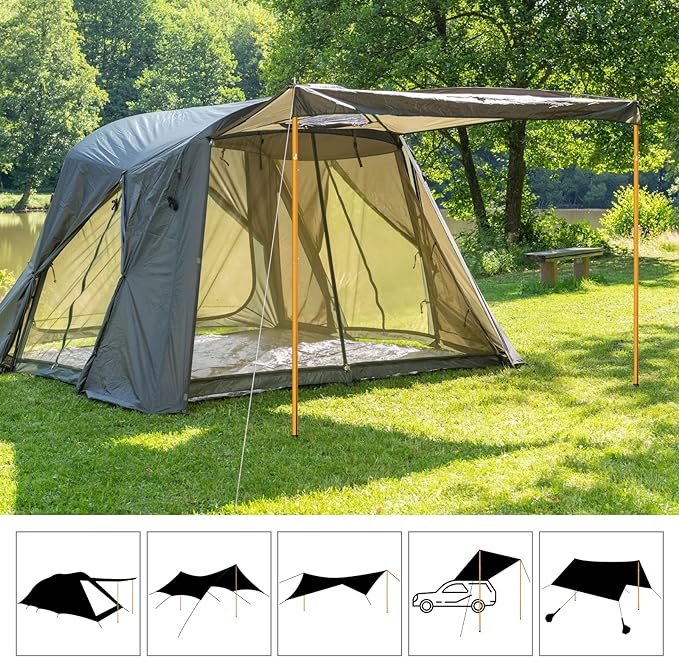 Odoland Adjustable Tarp Poles, Telescoping Aluminum Tent Poles Set of 2, Collapsible Lightweight Poles for Camping, Backpacking and Awnings