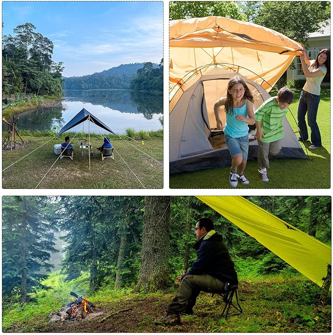 MECCANIXITY Tent Rope Buckle Tensioner, Large Triangle Cord Adjuster for Camping Hiking Backpacking Travel, Fluorescent Green Pack of 20