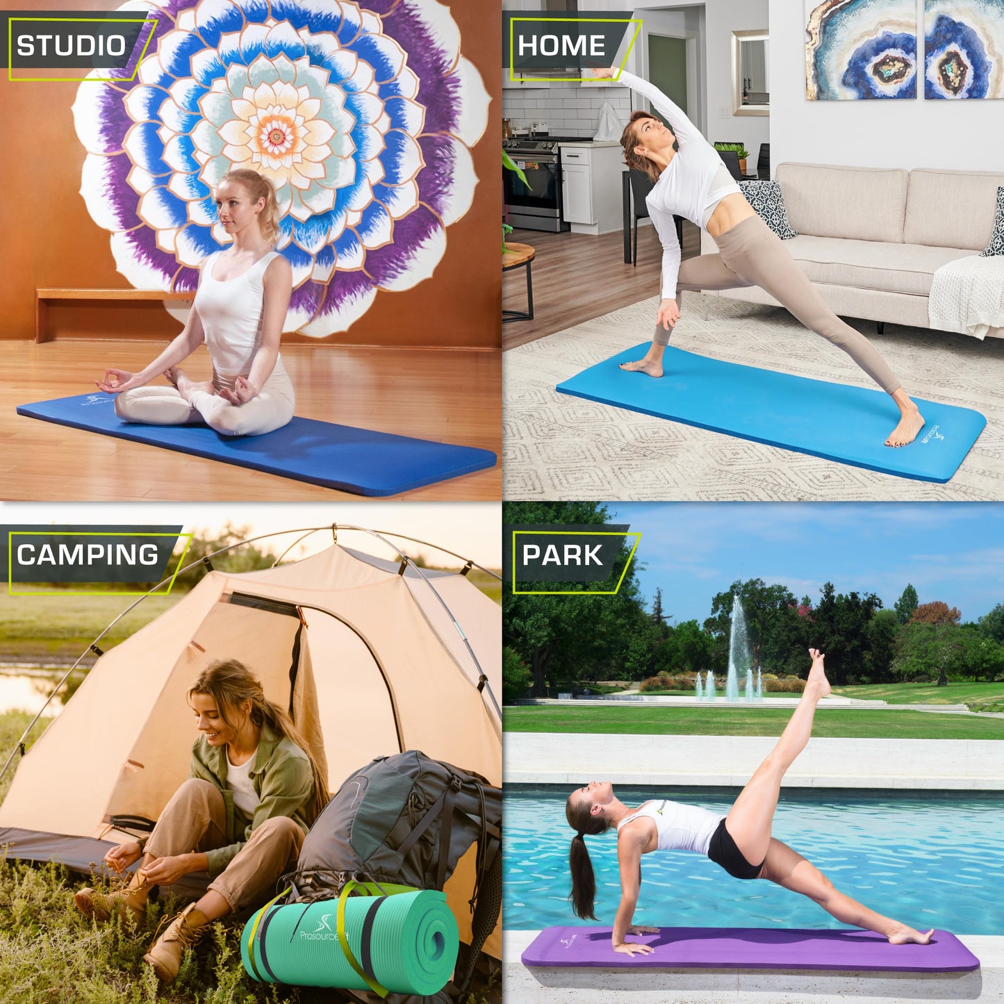 ProsourceFit Extra Thick Yoga and Pilates Mat ½” (13mm) or 1" (25mm), 71-inch Long High Density Exercise Mat with Comfort Foam and Carrying Strap, Blue