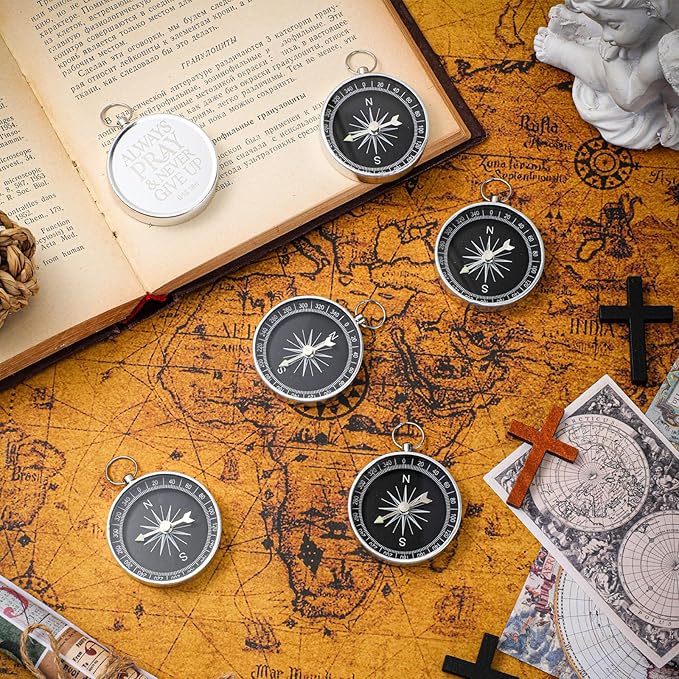 Fumete Christian Gift Compasses Hiking Scripture Religious Bible Vintage Church Sunday School Gift for Student Teacher