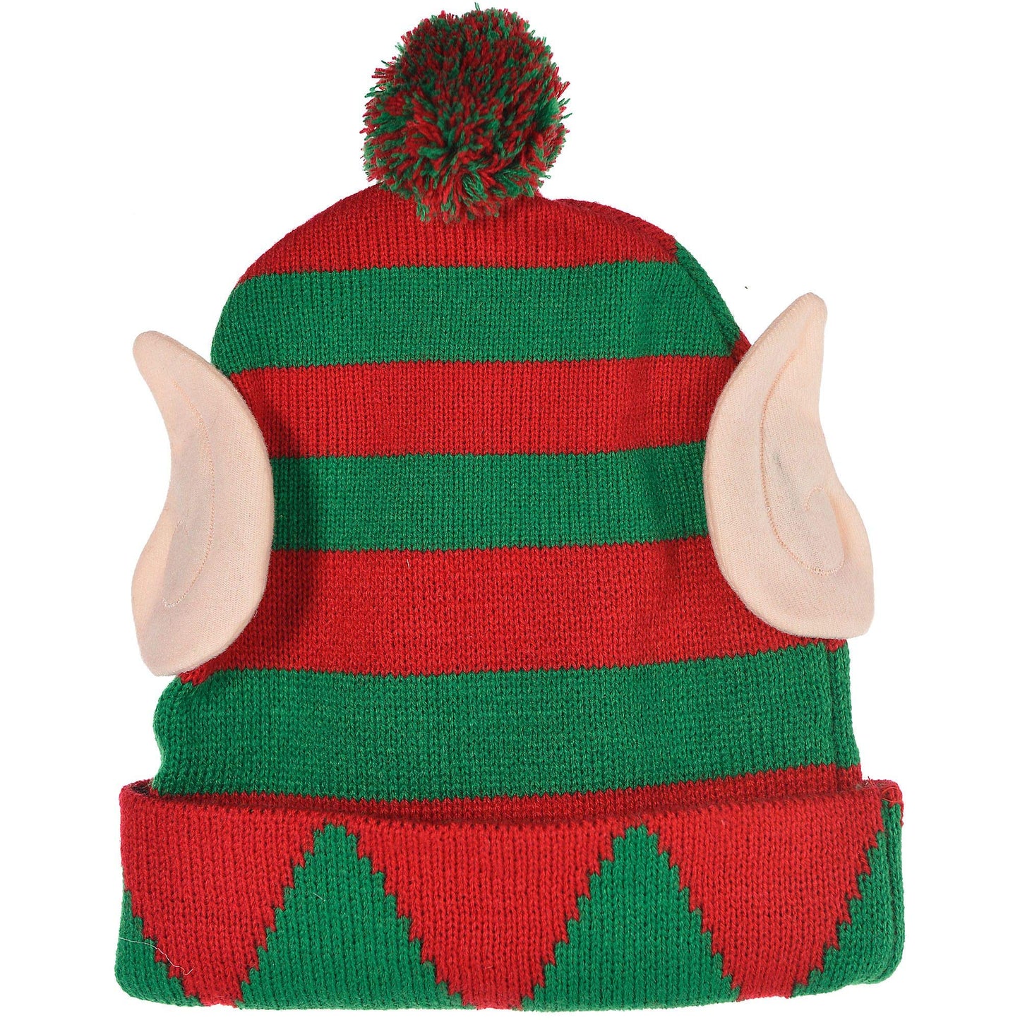 Amscan Elf Knit Hat - 11" x 8" (Pack of 1) - Festive Green & Red Striped Beanie - Ideal for Christmas Celebrations