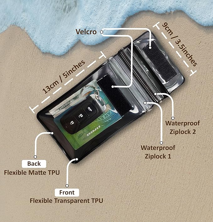 Waterproof Car Key FOB Pouch Submersible Dry Bag Holder for ID Credit Cards Cash Keys Case Swim Surf Floating Wallet