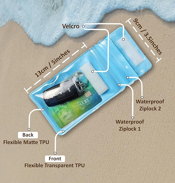 Waterproof Car Key FOB Pouch Submersible Dry Bag Holder for ID Credit Cards Cash Keys Case Swim Surf Floating Wallet