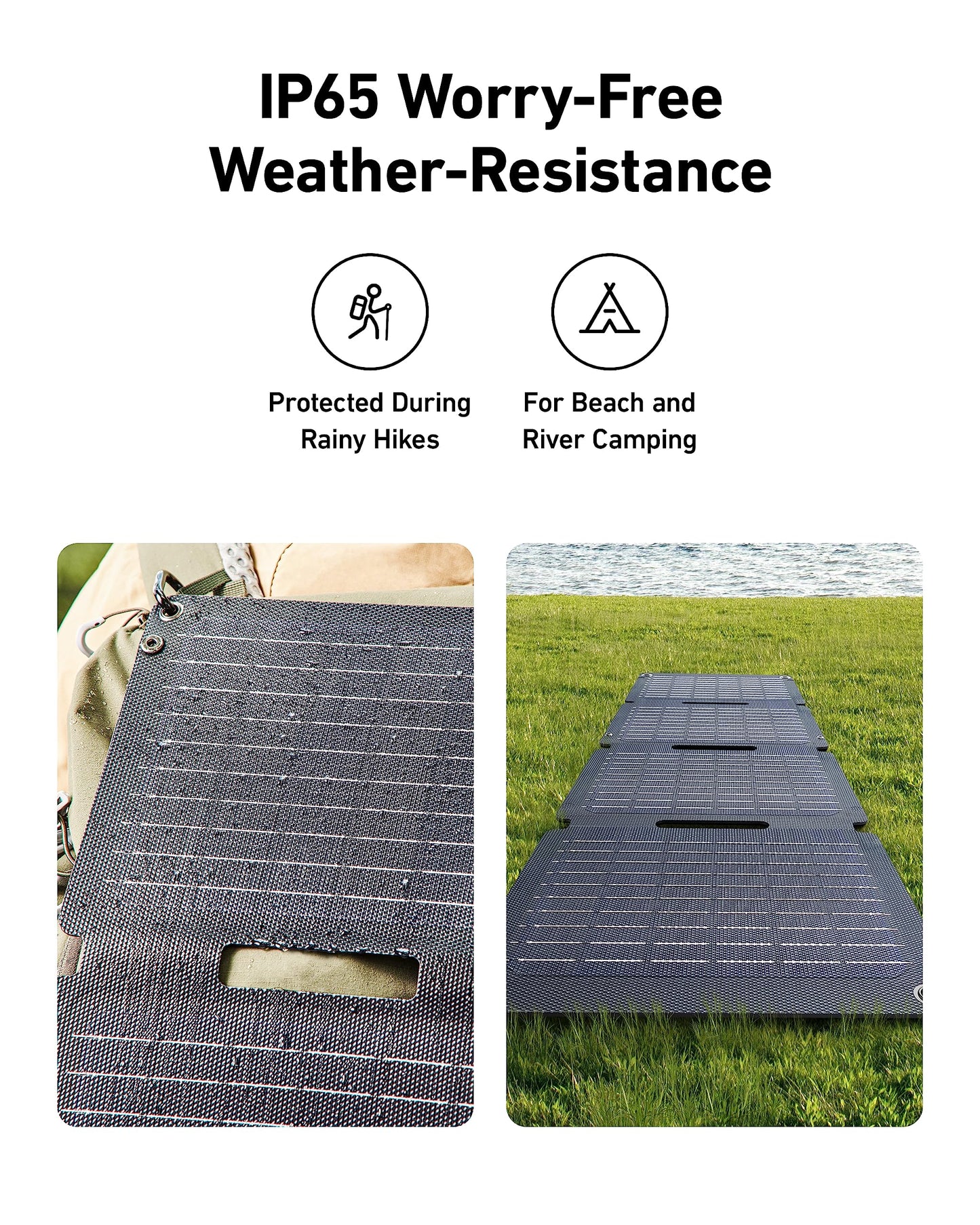 Anker Solix PS30 Solar Panel, 30W Foldable Portable Solar Charger, IP65 Water and Dust Resistance, Ultra-Fast Charging, Charges 2 Devices at Once, for Camping, Hiking, and Outdoor Activities.