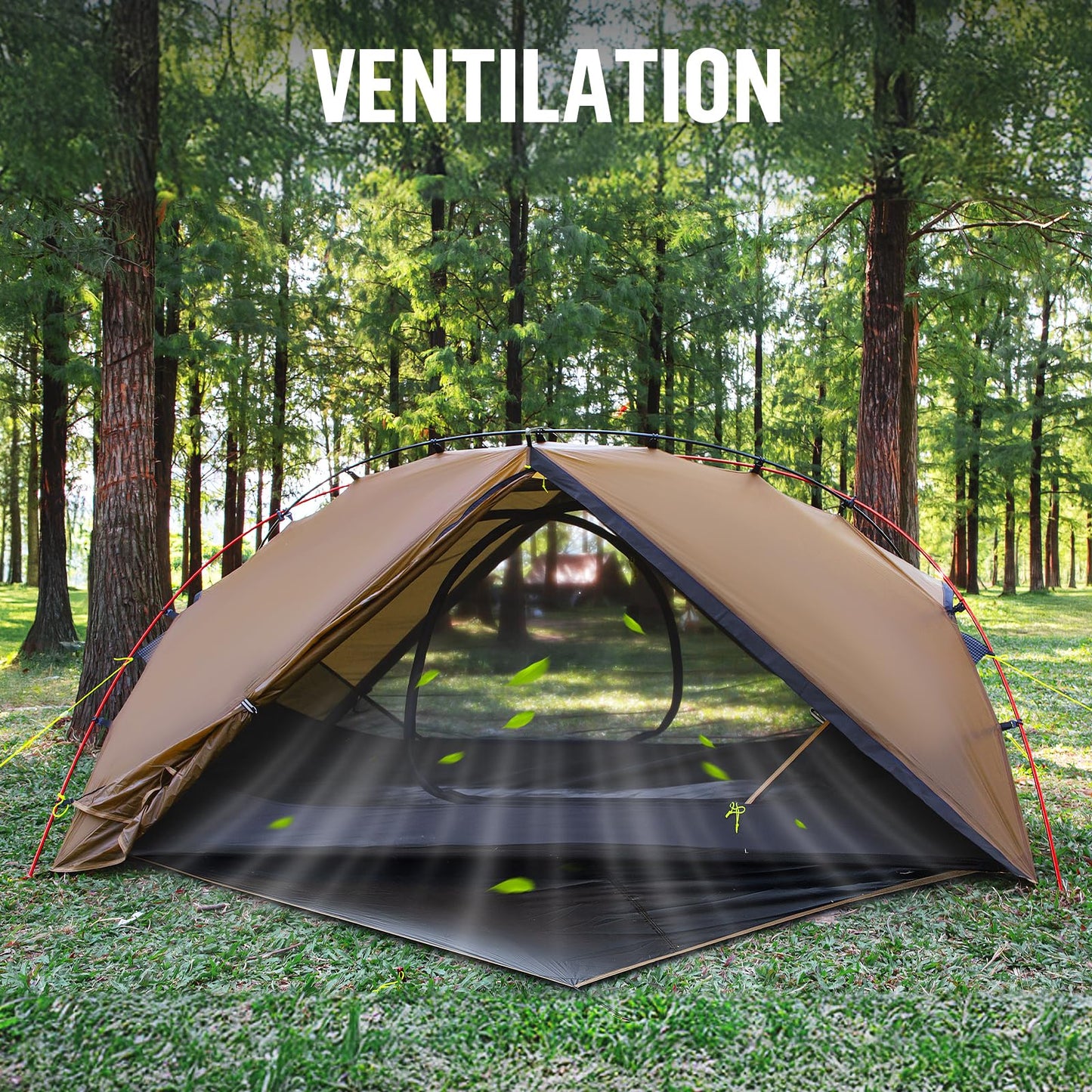 Night Cat Ultralight Backpacking Tent: Waterproof Lightweight Single People Camping Tent for Outdoor Hiking Trekking with Double Layers Aluminum Poles and Footprint 1 Person Khaki