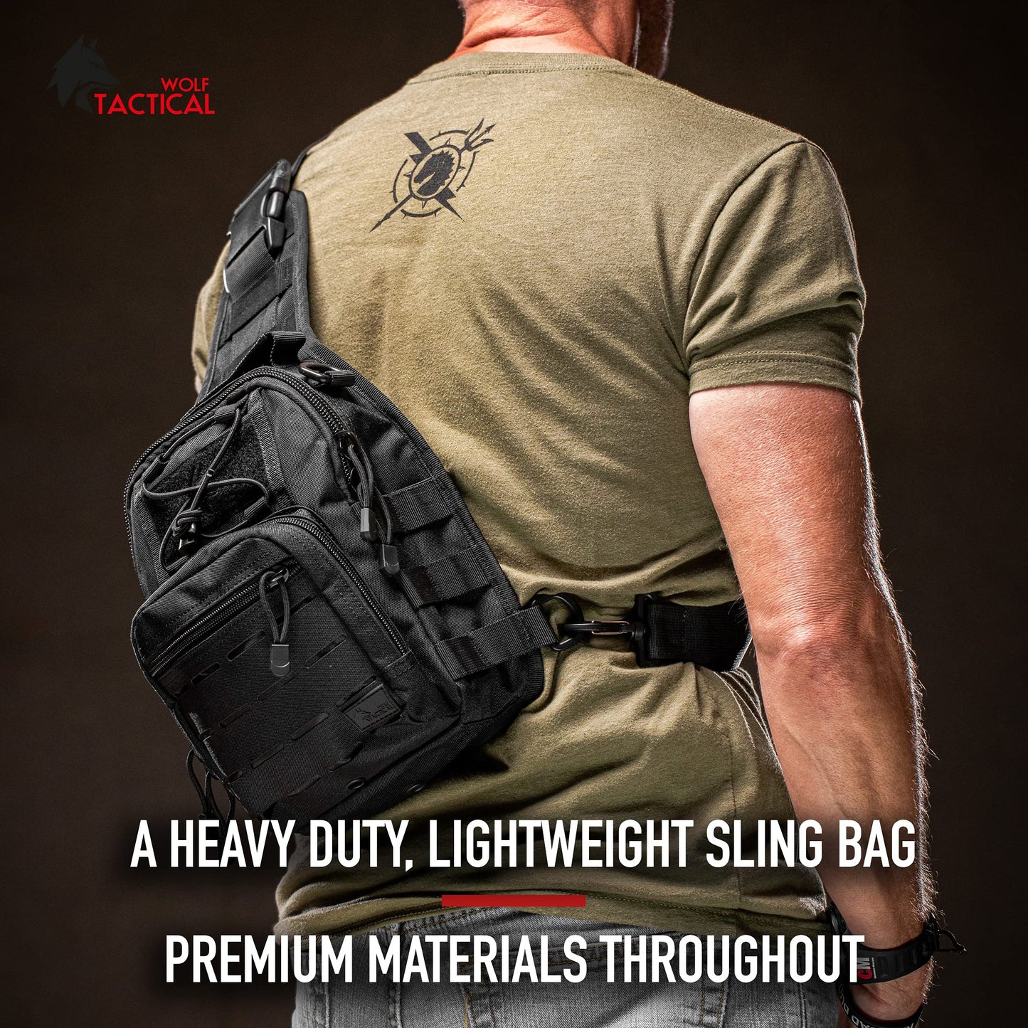 WOLF TACTICAL Compact EDC Sling Bag - Concealed Carry Shoulder Bag for Range, Travel, Hiking, Outdoor Sports (Multicam Black)
