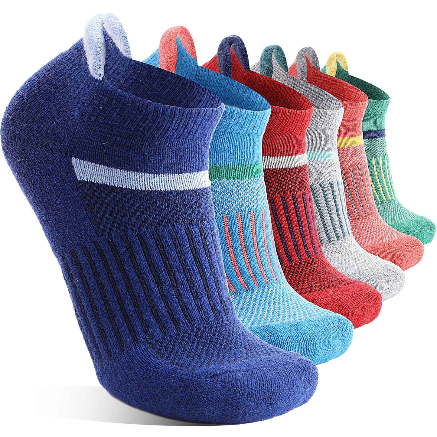 Anlisim Merino Wool Quarter Hiking Socks Compression Warm Thermal Winter Thick Cushion Running Moisture Wicking No Show Socks Gifts Stocking Stuffers for Women Men 6 Pairs(Assorted,L)