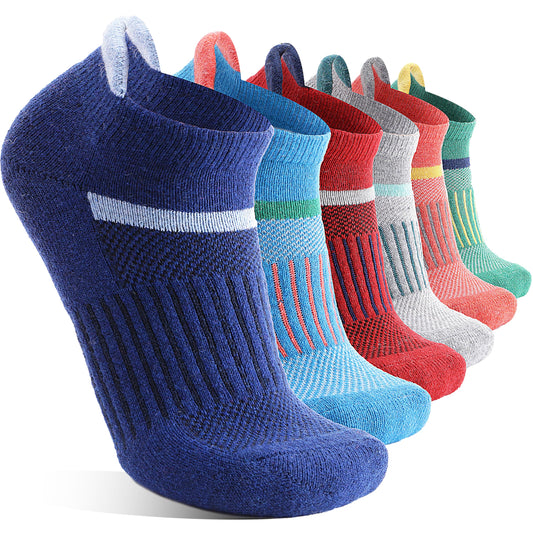 Anlisim Merino Wool Quarter Hiking Socks Compression Warm Thermal Winter Thick Cushion Running Moisture Wicking No Show Socks Gifts Stocking Stuffers for Women Men 6 Pairs(Assorted,L)