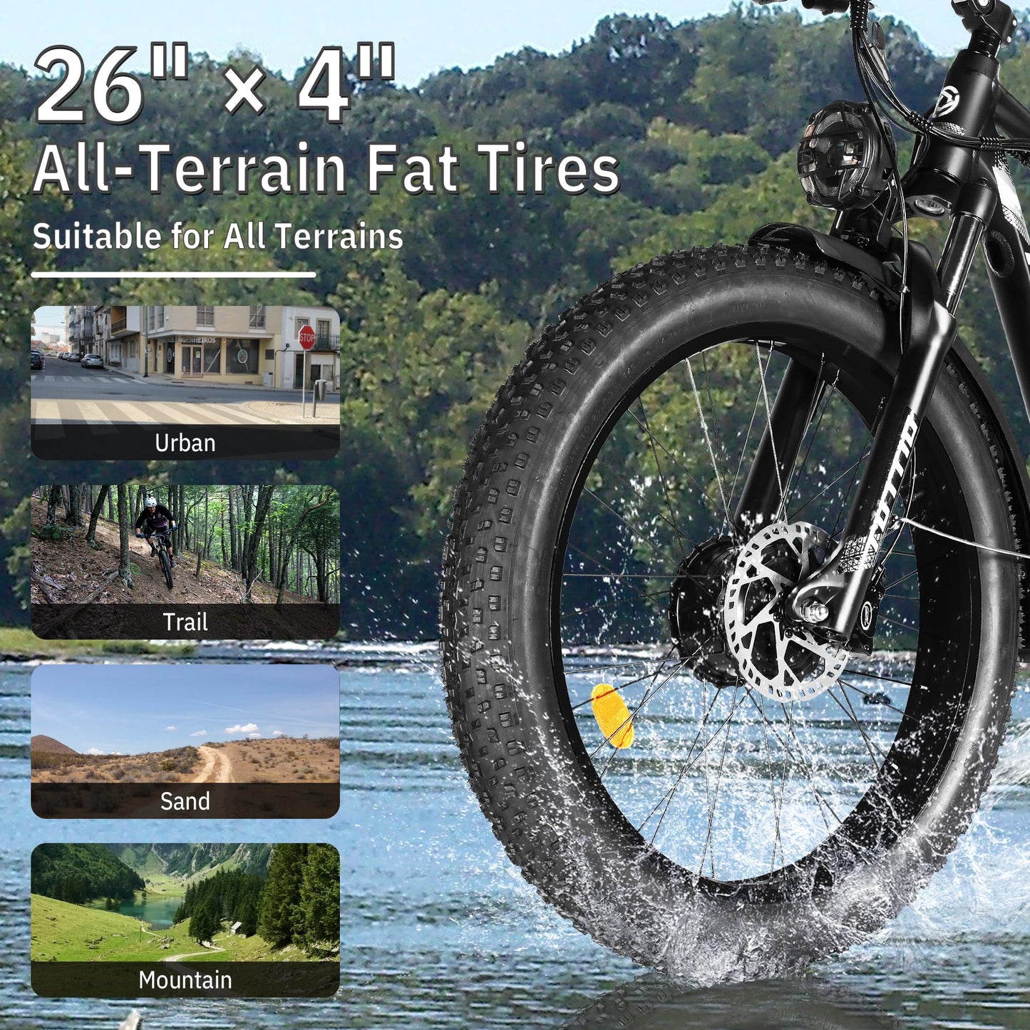 TUTTIO Electric-Bike for Adults-Men, Dual-Motor-Ebike 40-46MPH, 52V 30AH Long Range Electric Bicycle, 26" Fat Tire Dirt-Bike, Full Suspension Mountain Bike for Off-Road Snow Sand Hunting (Black)