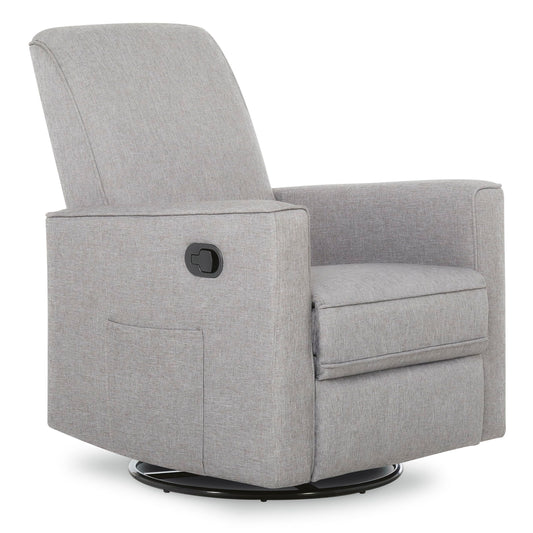 Evolur Raleigh Glider in Light Grey, Upholstered Plush Seating 360° Swivel Glider Rocking Chair, FSC Certified, Greenguard Gold & JPMA Certified Nursery Glider Recliner