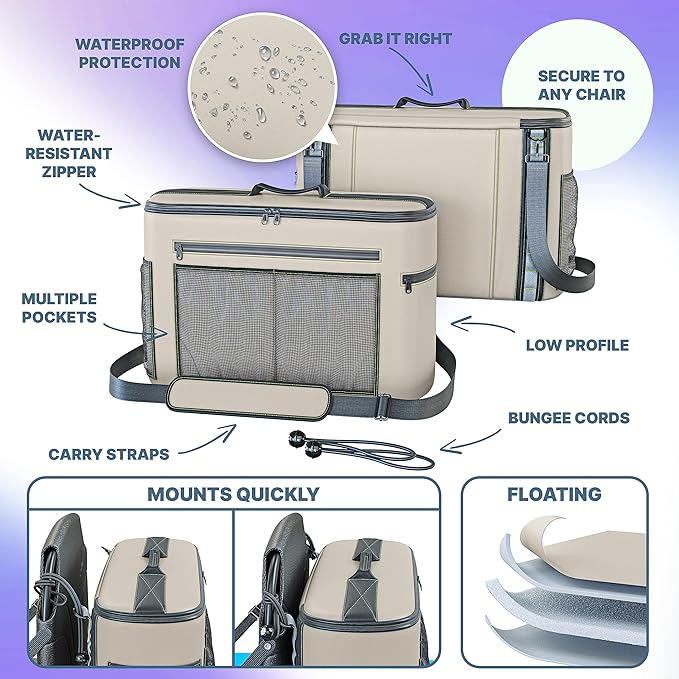 Skywin Kayak Cooler Behind Seat, Waterproof Cooler for Kayaking, Compatible with Lawn Chair Style Seats, Stores Drinks and Keeps Them Cool All Day