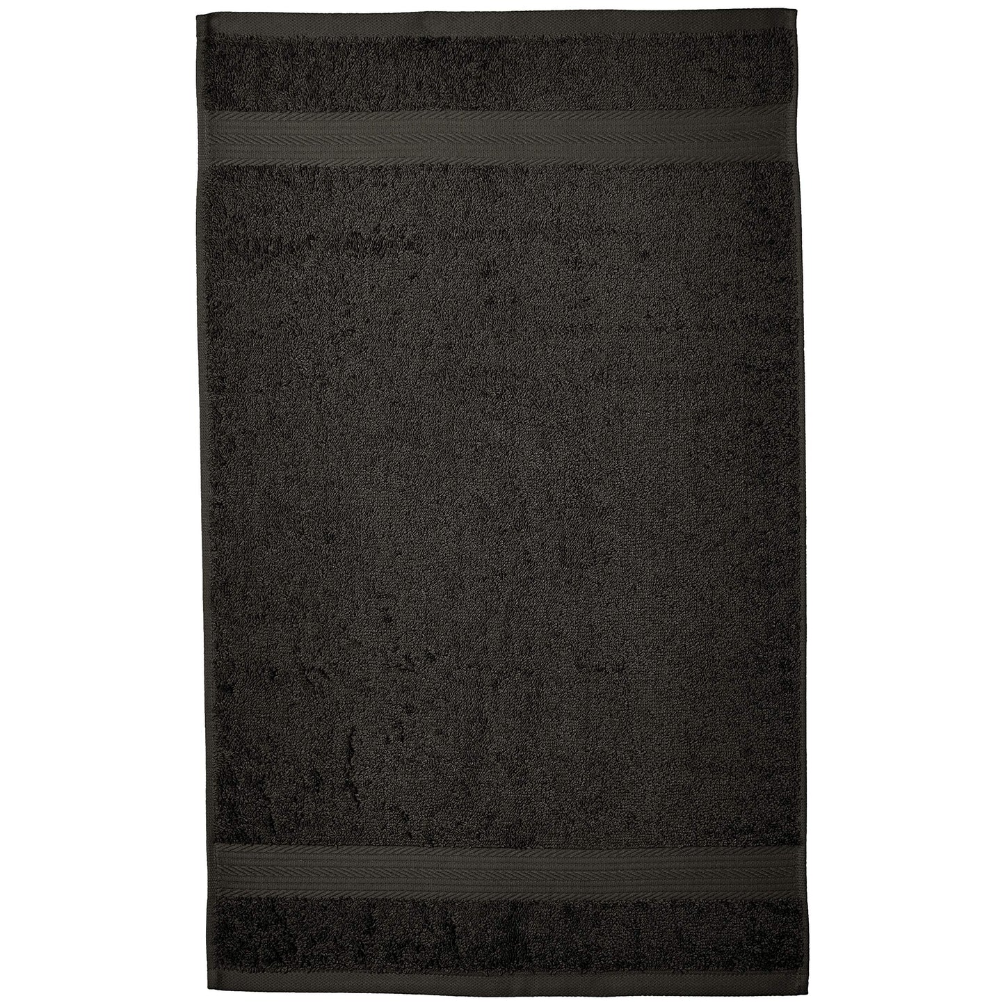 Amazon Basics 6 Piece Fade Resistant Hand Towel, 100% Cotton, Black, 26'' x 16''