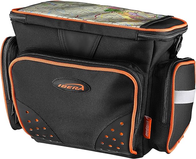 Ibera Bike Handlebar Bag for Camera Equipment, Clip-on Quick Release Bicycle Bag with Rain Cover and Map Sleeve