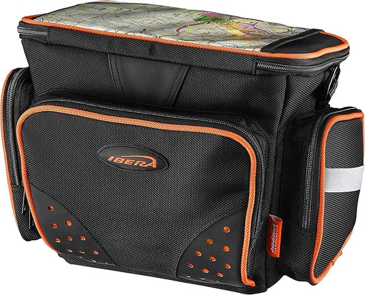 Ibera Bike Handlebar Bag for Camera Equipment, Clip-on Quick Release Bicycle Bag with Rain Cover and Map Sleeve